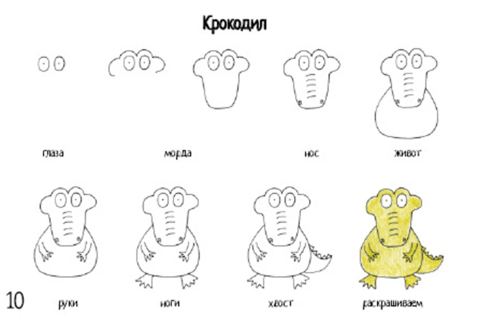 Рисуем крокодила с детьми