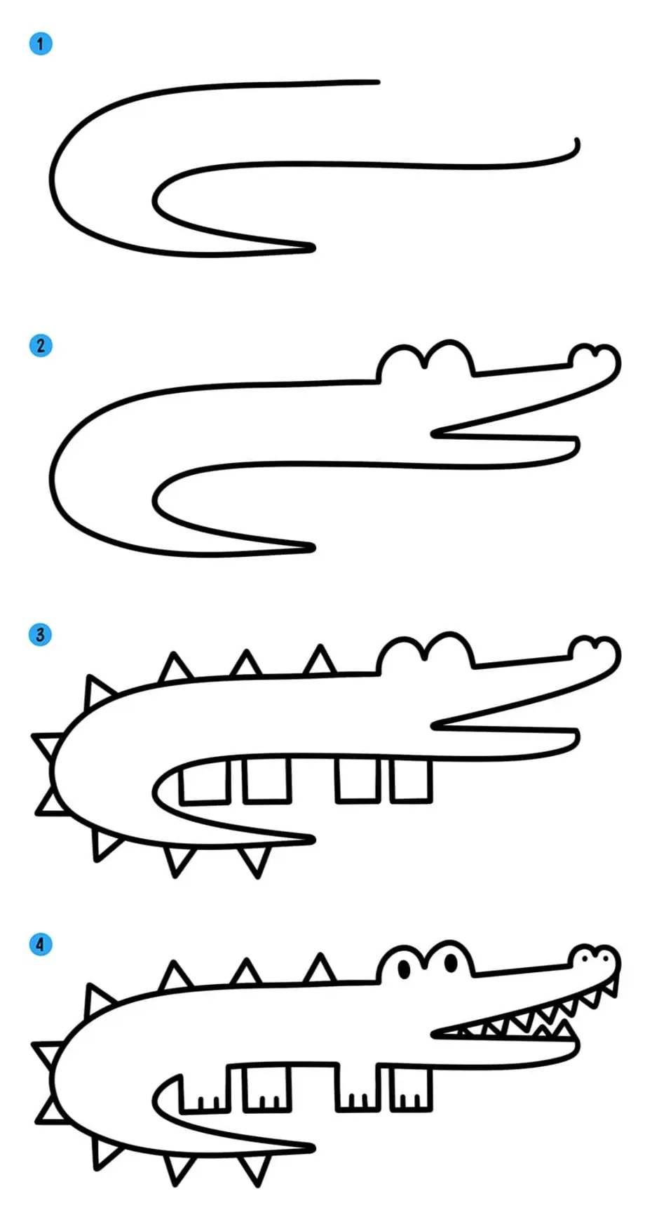 Крокодил нарисовать поэтапно