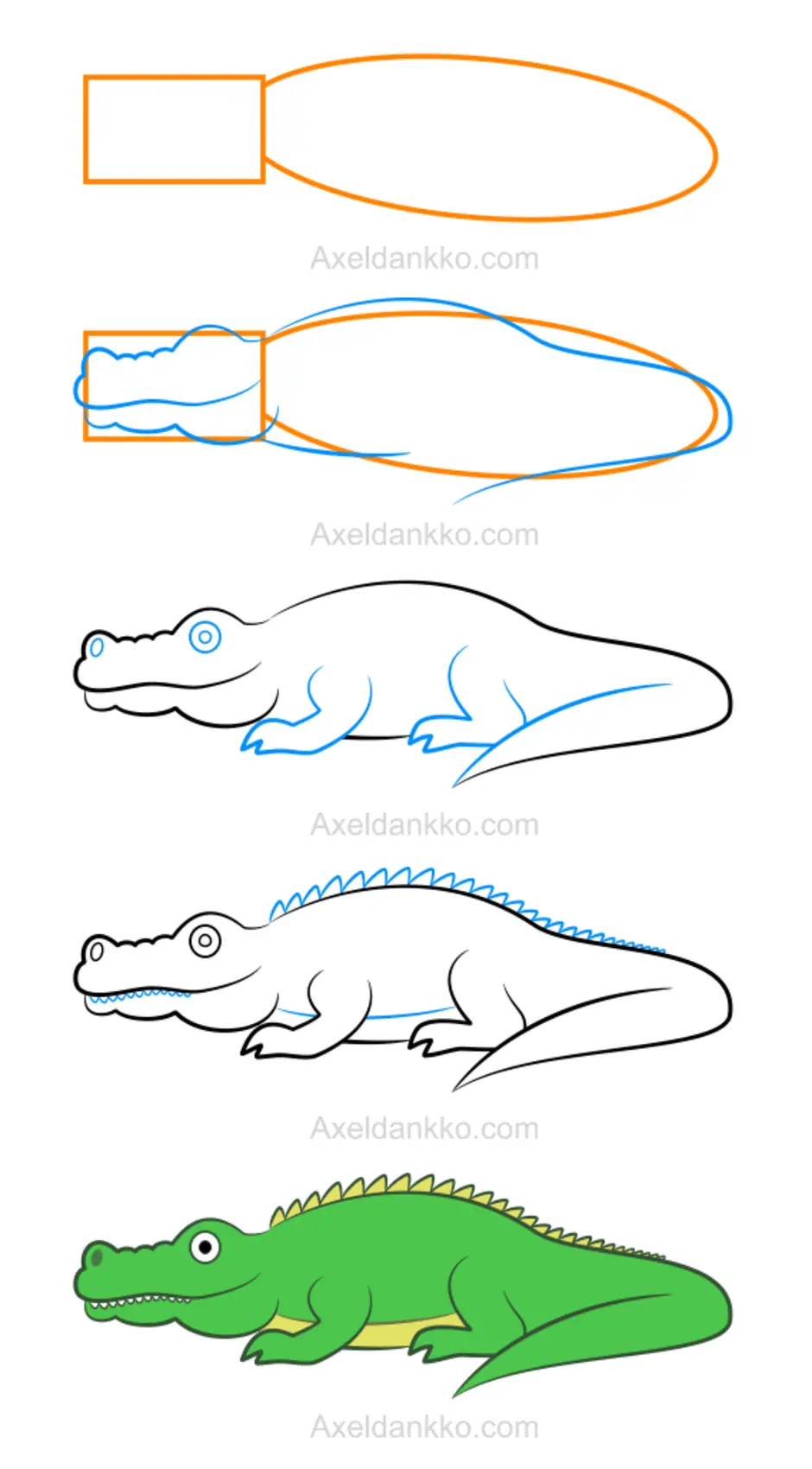 Пошагово нарисовать крокодила
