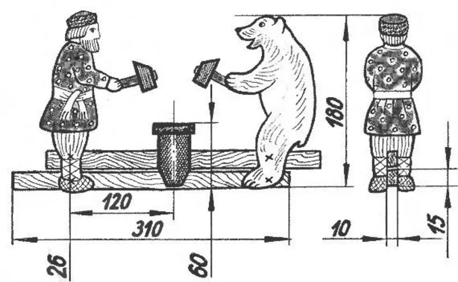 Мужик и медведь игрушка из дерева чертежи