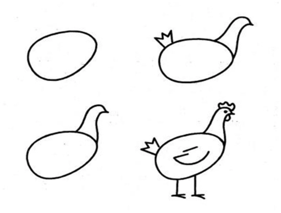 Курица легко и быстро. Рисуем курицу поэтапно для детей. Как нарисовать курицу карандашом поэтапно для детей. Поэтапное рисование курицы для детей. Нарисовать курицу поэтапно для детей.