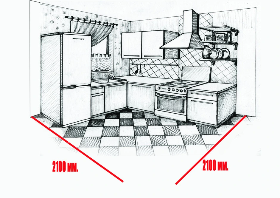 Интерьер кухни нарисовать легко