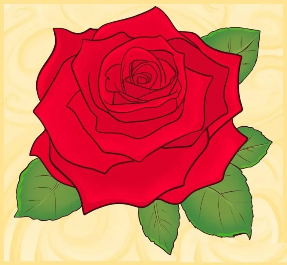 На белом листе бумаги нарисован красный цветок. Нарисовать розу.