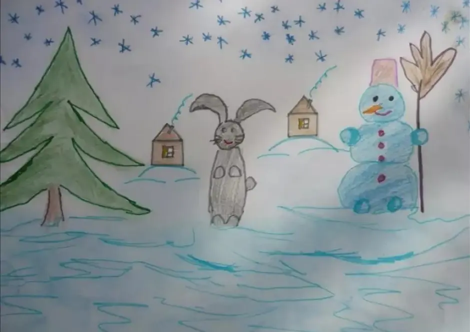 Рисунки про зиму для детей