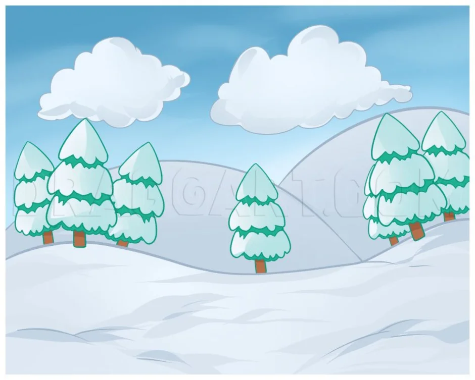 Рисунок зимний пейзаж