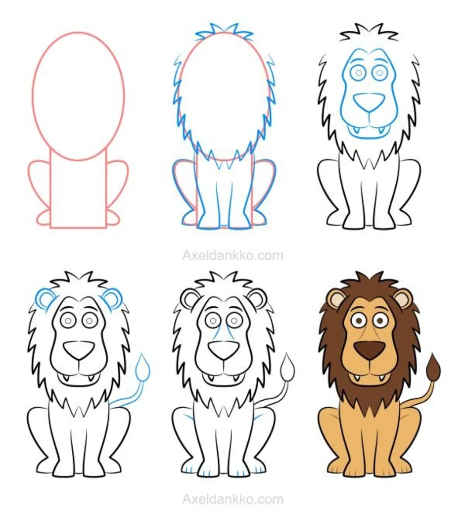 Нарисовать льва ребенку просто. Лев рисование для детей. Поэтапное рисование Льва для дошкольников. Как нарисовать Льва. Пошаговое рисование Льва для детей.