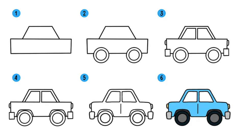 Пошаговый рисунок автомобиля