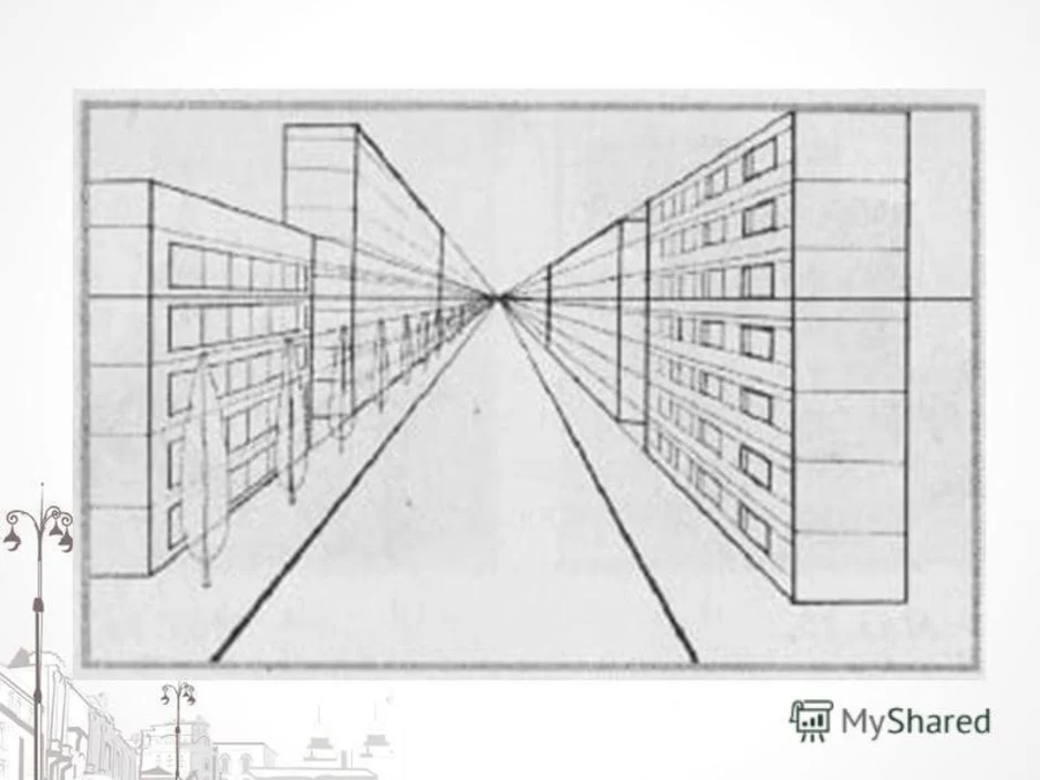 Рисунок улицы в перспективе 6 класс