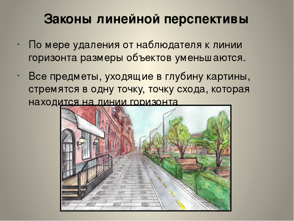 Правила и закономерности изображения предметов в пространстве а колорит б перспектива