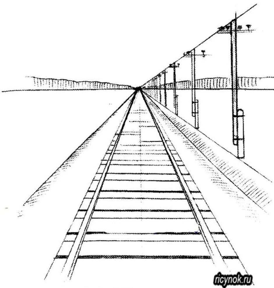 Две точки схода в перспективе рисунок карандашом