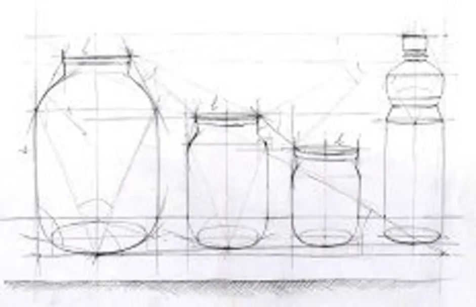 Сделать схематическую зарисовку. Банка построение. Построение стеклянной банки. Банка стеклянная построение. Банка построение карандашом.