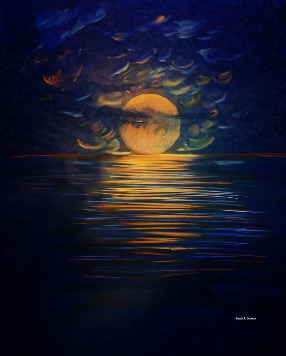 Картина небо луна. Ночь живопись. Лунная ночь. Ночное море акрилом. Лунная ночь на море.