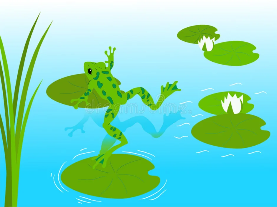 На болоте прыгать. Лягушки мультяшные. Лягушонок в пруду вектор. Мультяшное болото с лягушками. Лягушка прыгает в пруд.