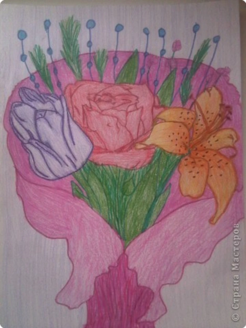 Букет для мамы карандашом. Букет для мамы рисование карандашами. Букет для мамы рисунок. Нарисовать букет для мамы. Рисунок букет цветов для мамы.