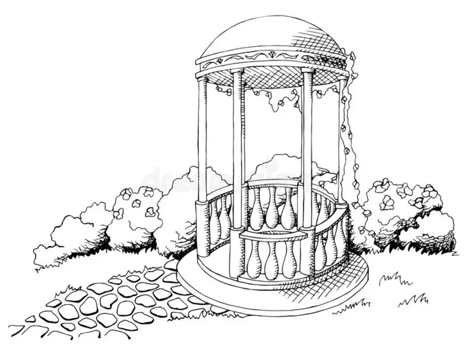 Как нарисовать беседку в саду
