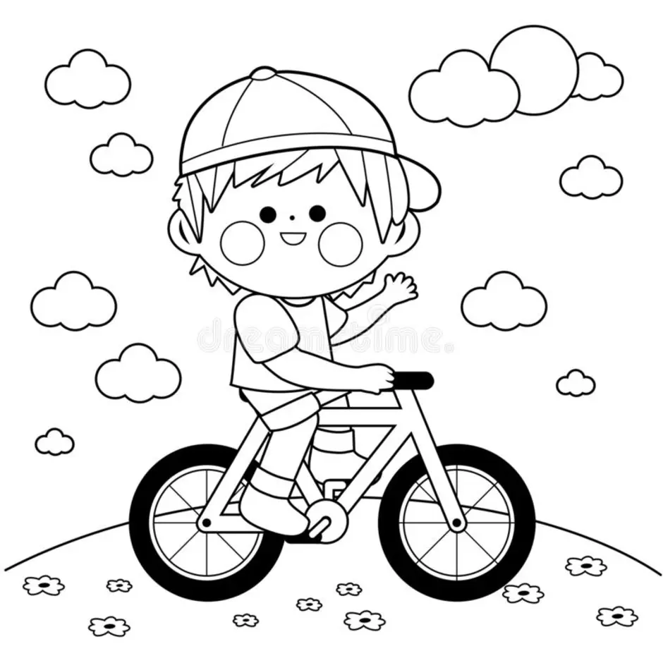 Мальчик На Велосипеде Рисунок (48 Фото)