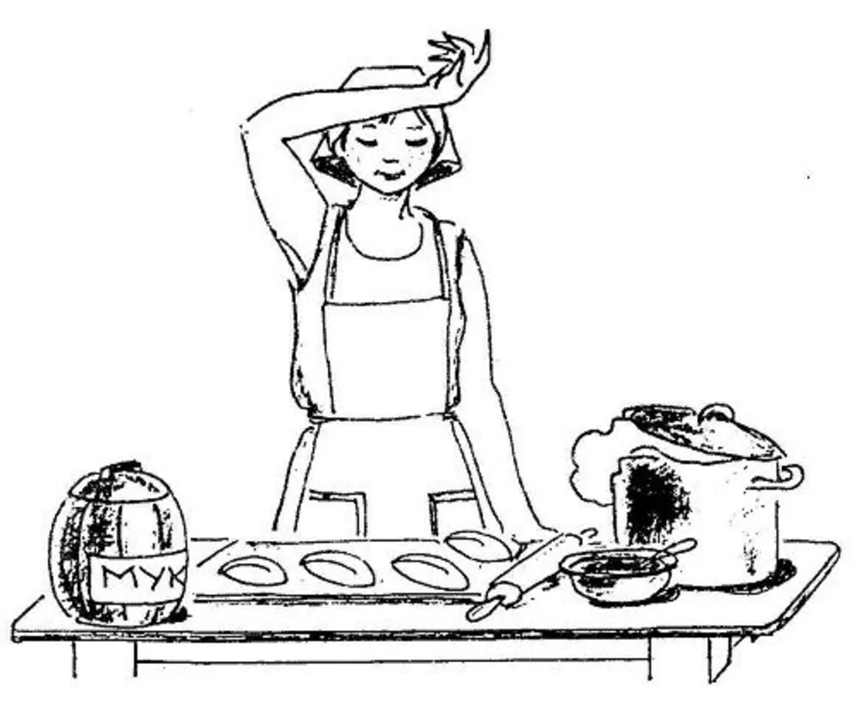 Мама готовит пирог. Раскраска женщина на кухне. Раскраска Хозяюшка. Женщина готовит раскраска. Рисования женщина на кухне.