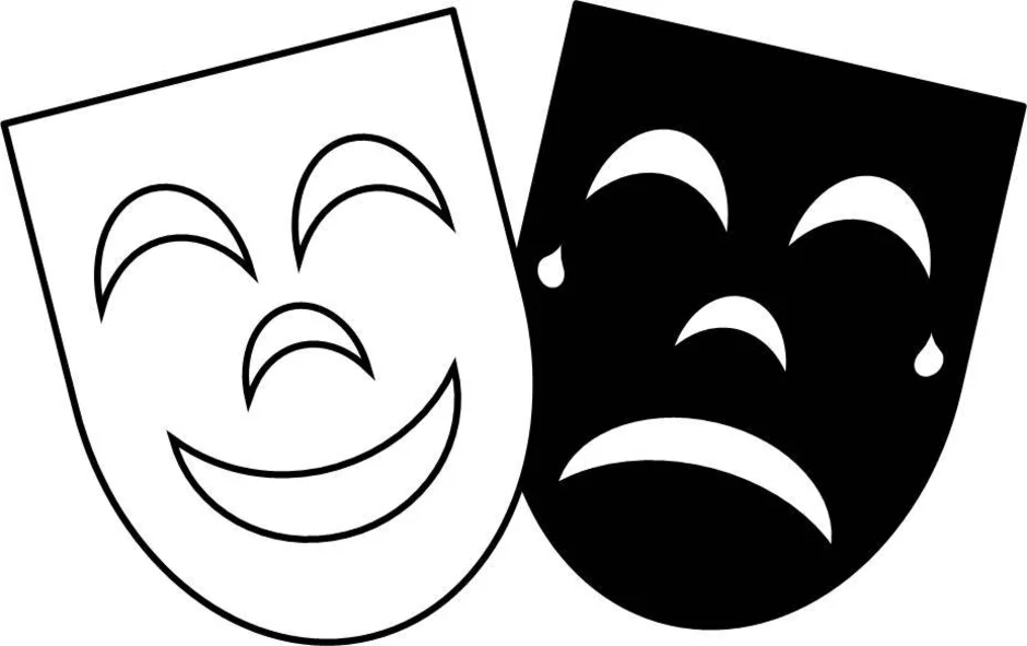 Театральная маска средняя группа. Театральная маска трафарет. Театральные маски для детей. Театральные маски черно белые. Театральные маски для вырезания.