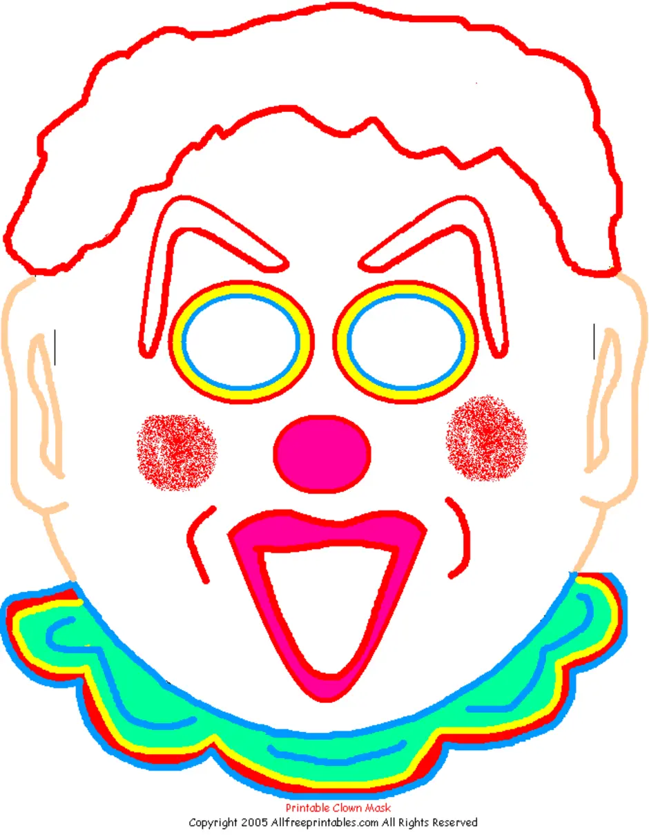 Маска клоуна на палочке шаблон. Лицо клоуна для аппликации. Маски клоуна для детей. Маска клоуна для аппликации.