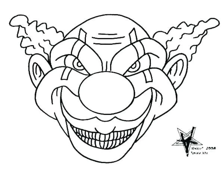 Маска клоуна для детей распечатать. Страшный клоун раскраска. Маска клоуна раскраска. Раскраска злой клоун.