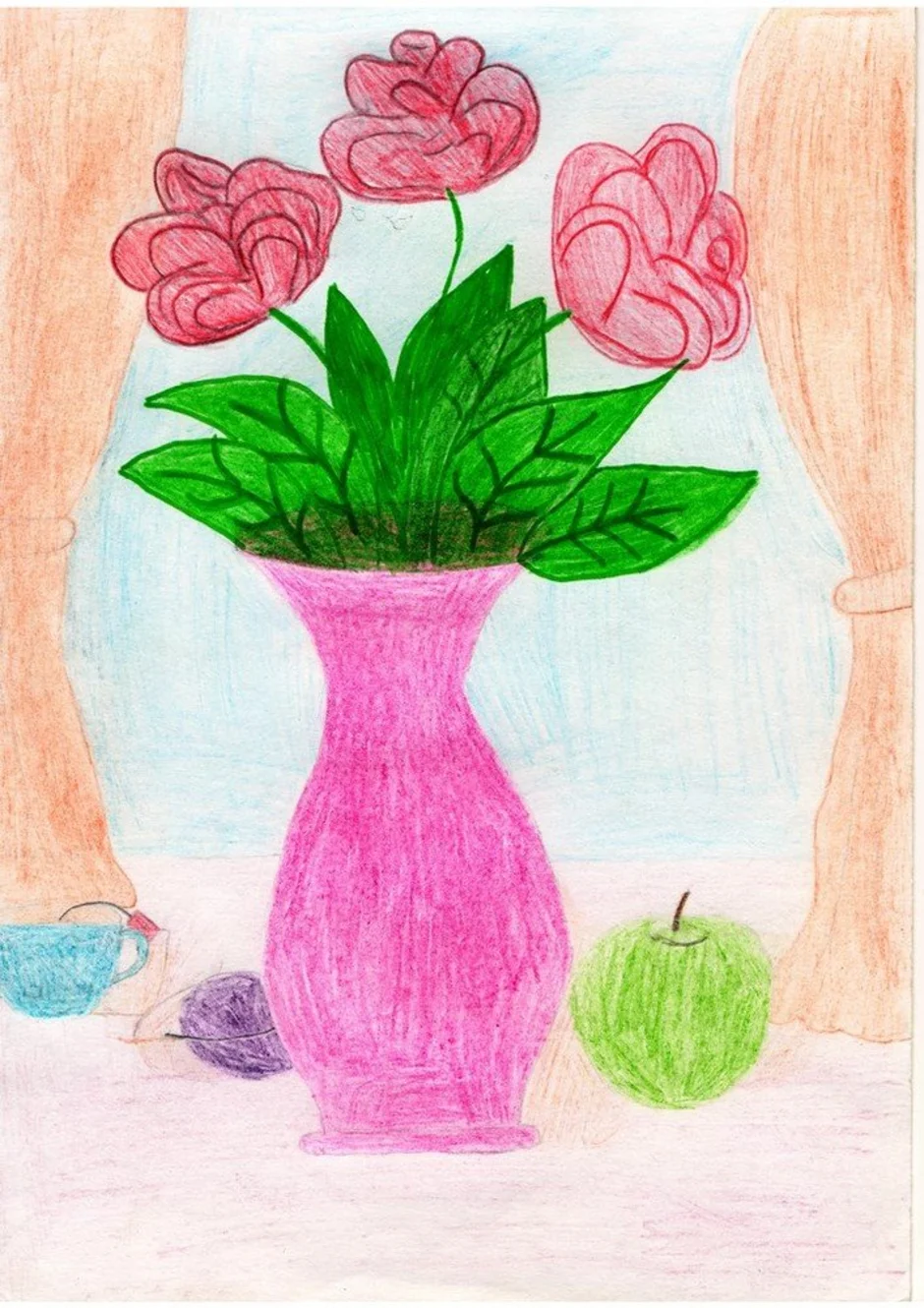 Букет для мамы карандашом. Рисование ваза с цветами. Цветы в вазе рисунок. Рисование вазы с цветами. Цветы цветными карандашами для детей.