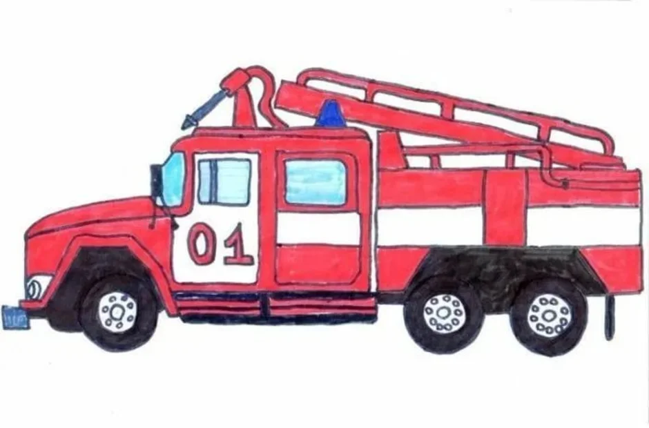 Пожарная машина поэтапно. Пожарная машина ЗИЛ 131 ПНС. Пожарная машина ЗИЛ 131 рисунок. Пожарная машина рисунок. Рисование для детей пожарная машина.