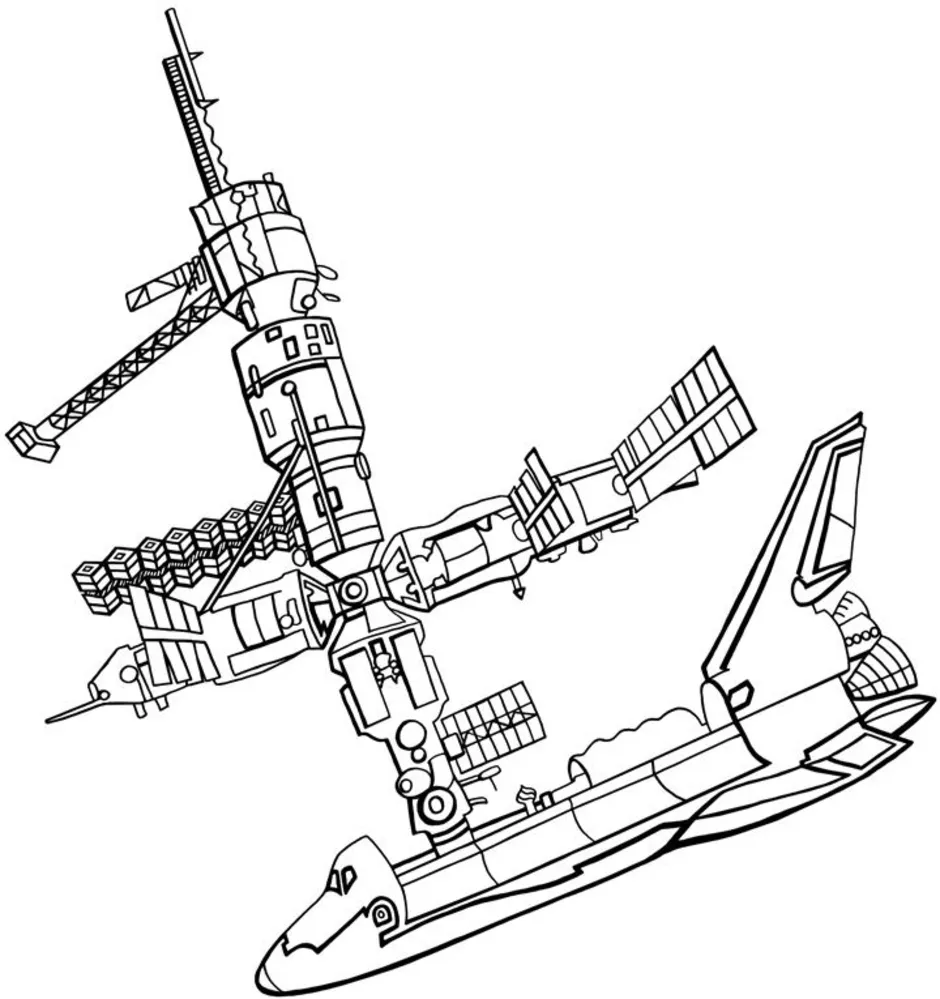 Космическая станция мир рисунок