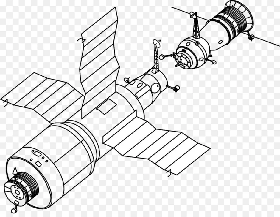 Космическая станция мир рисунок