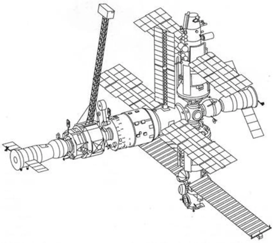 Космическая станция мир рисунок