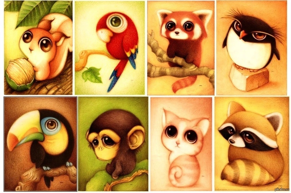 Картинки милых животных рисунки