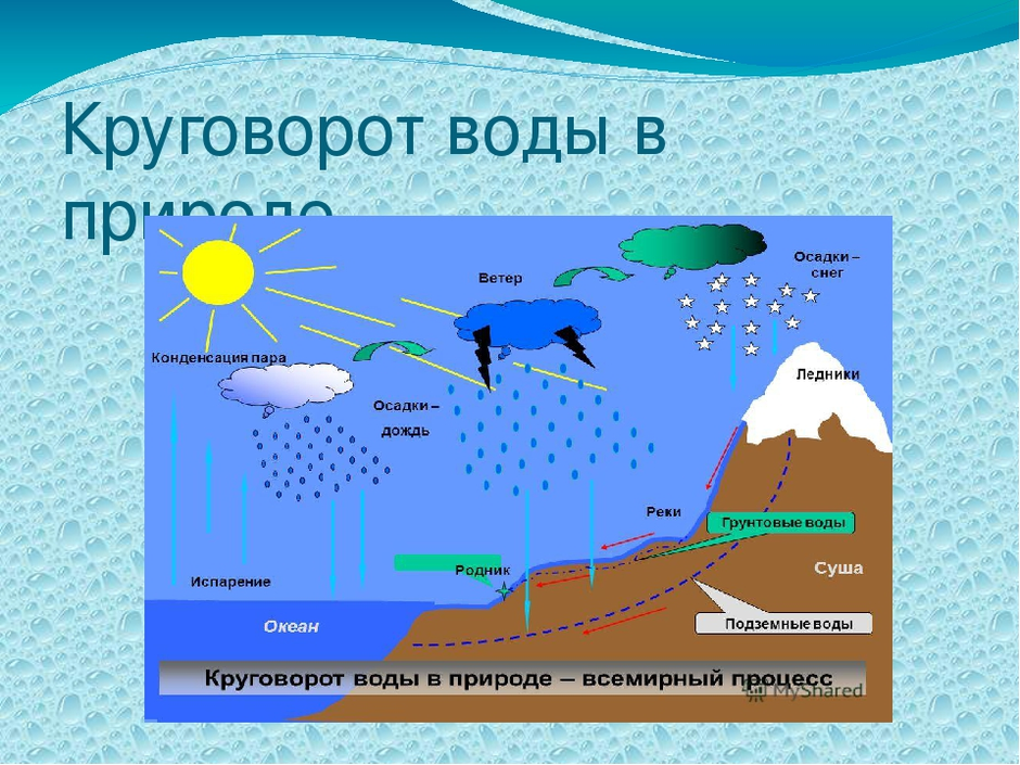 Нарисуйте схему круговорота воды в природе какое значение