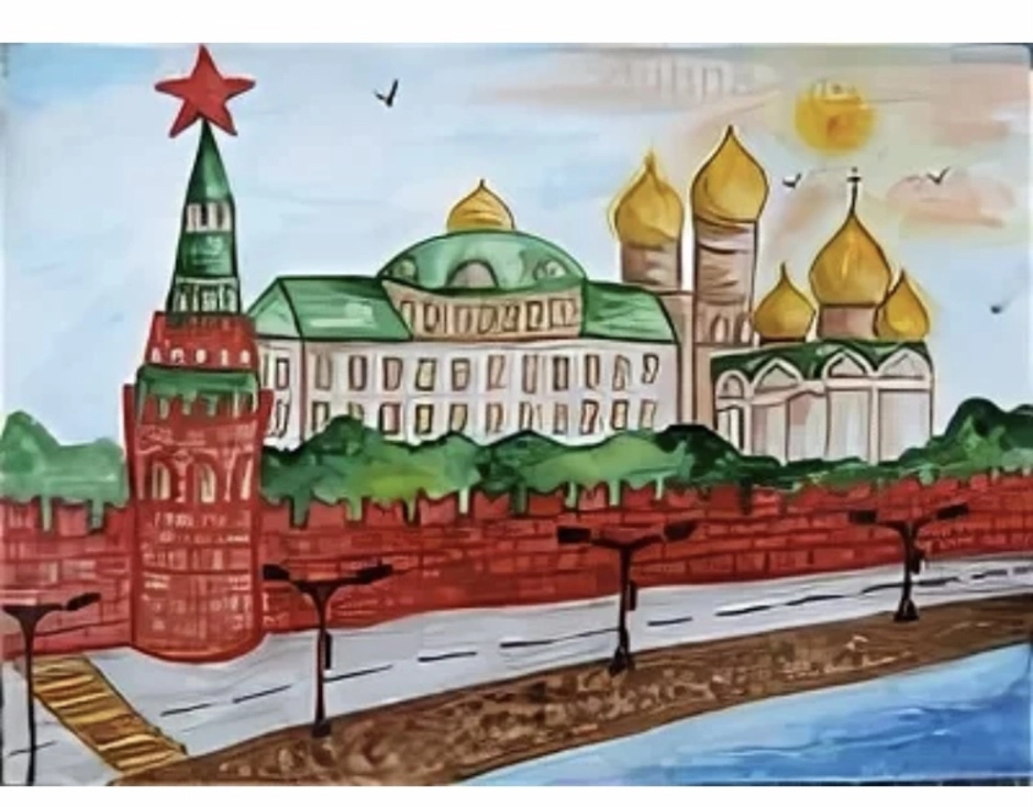 Кремль и красная площадь рисунок