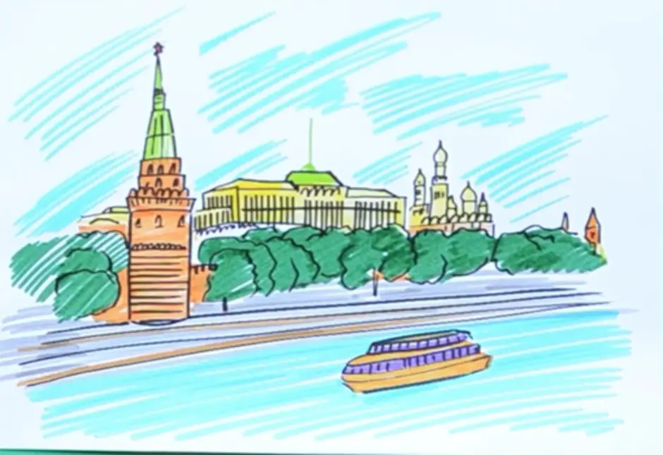 Столица изображать. Москва река рисунок. Рассвет на Москве реке иллюстрация. Рассвет на Москве реке рисунок. Москва река карандашом.