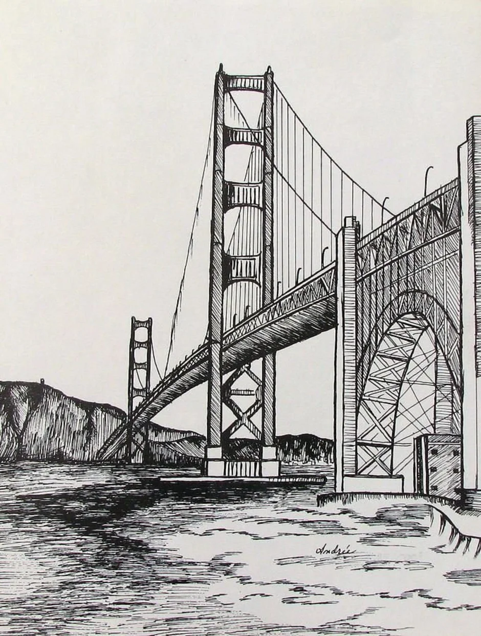 мост карандашом