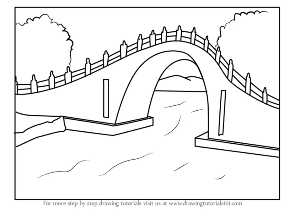 Картинка раскраска мост для детей