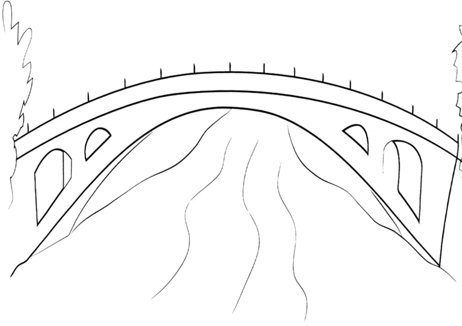Картинка раскраска мост для детей