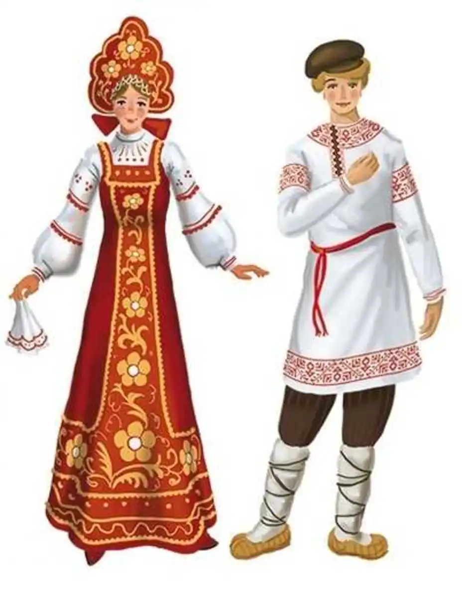 Девушка в русском народном костюме рисунок