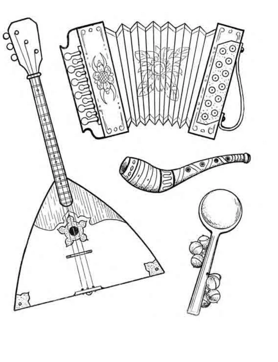 Балалайка музыкальный инструмент рисунок