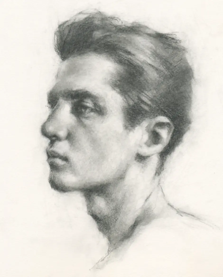 Человек изображенный на портрете. Jeff haines Charcoal portrait. Академический портрет профиль. Академический мужской портрет. Академический портрет карандашом.