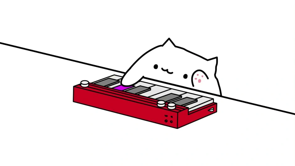 Кот играющий на пианино мем