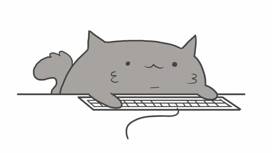 Мультяшный кот с компьютером