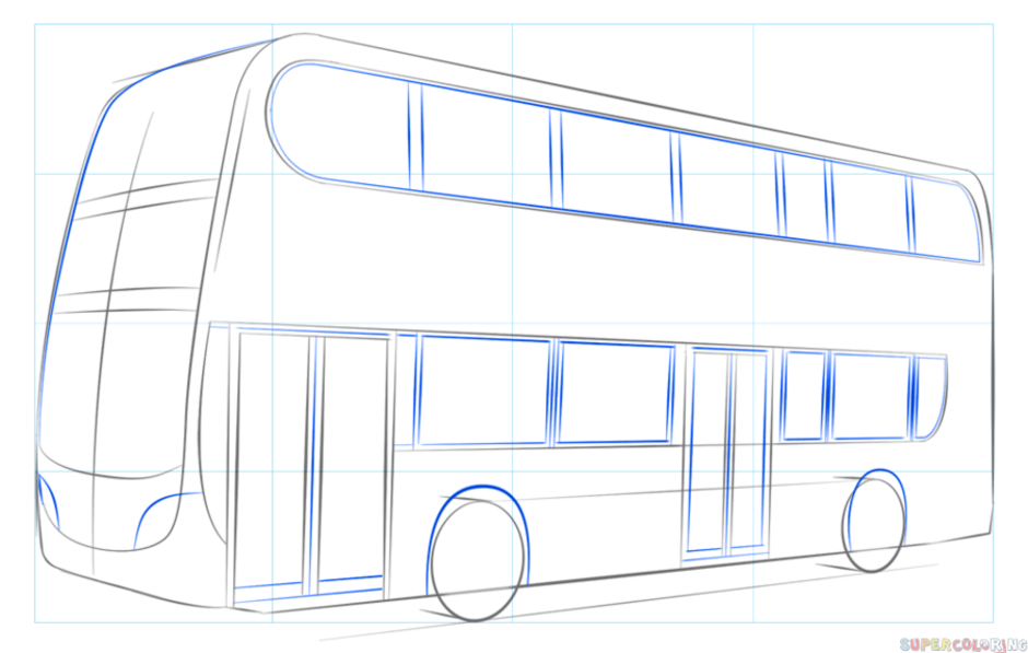 Рисунок автобуса. Автобус карандашом. Поэтапное рисование автобуса. Двухэтажный автобус рисовать. Автобус рисунок карандашом.