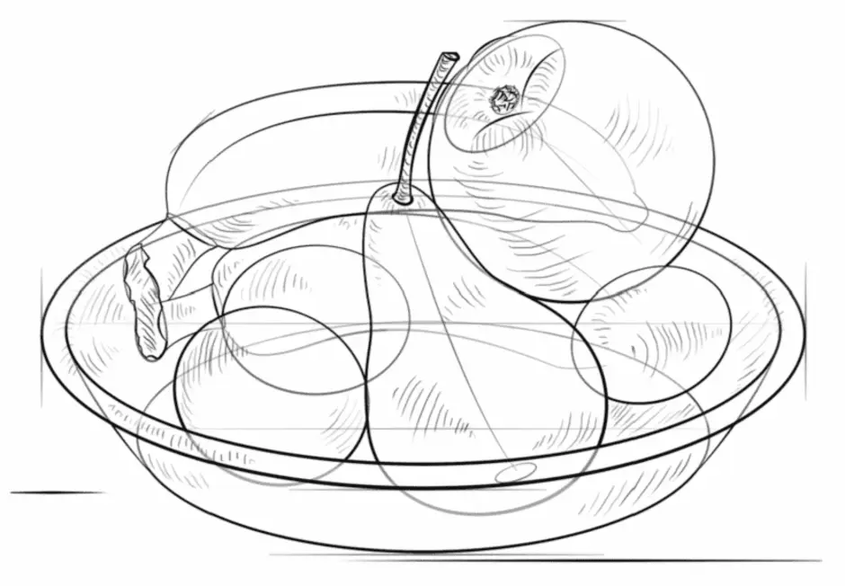 Как нарисовать фрукты в чашке