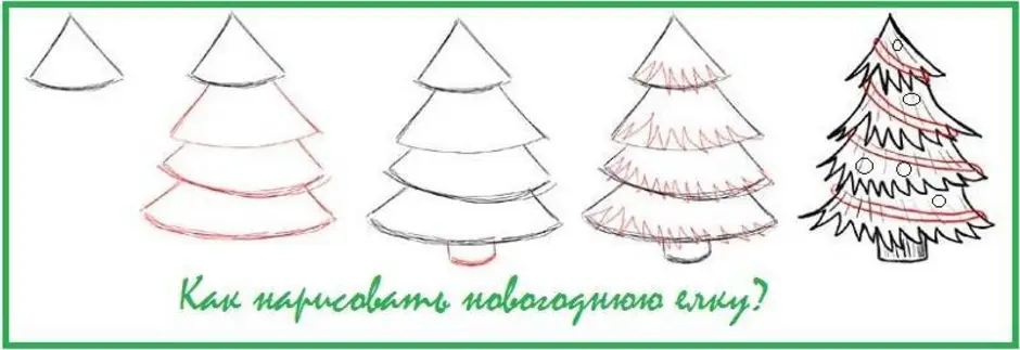 Елка нарисовать карандашом легко