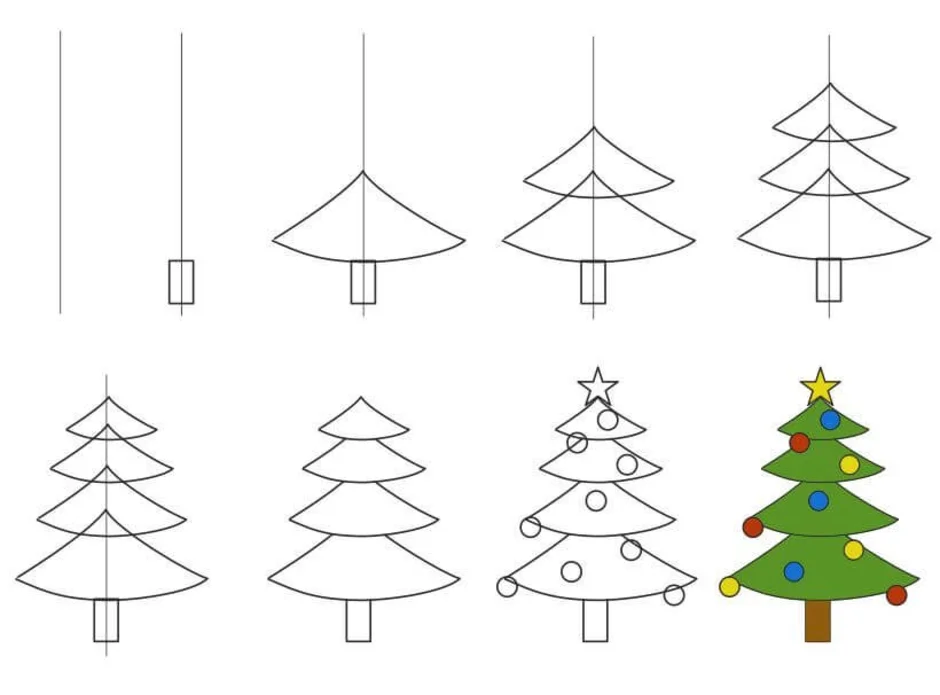 Как рисовать елку карандашом