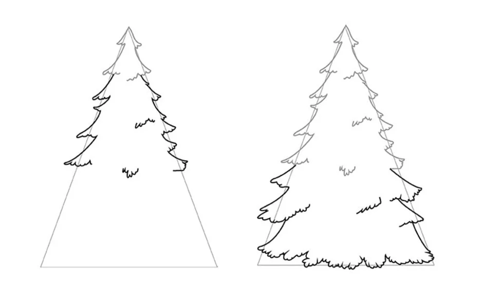 Как красиво нарисовать ель карандашом