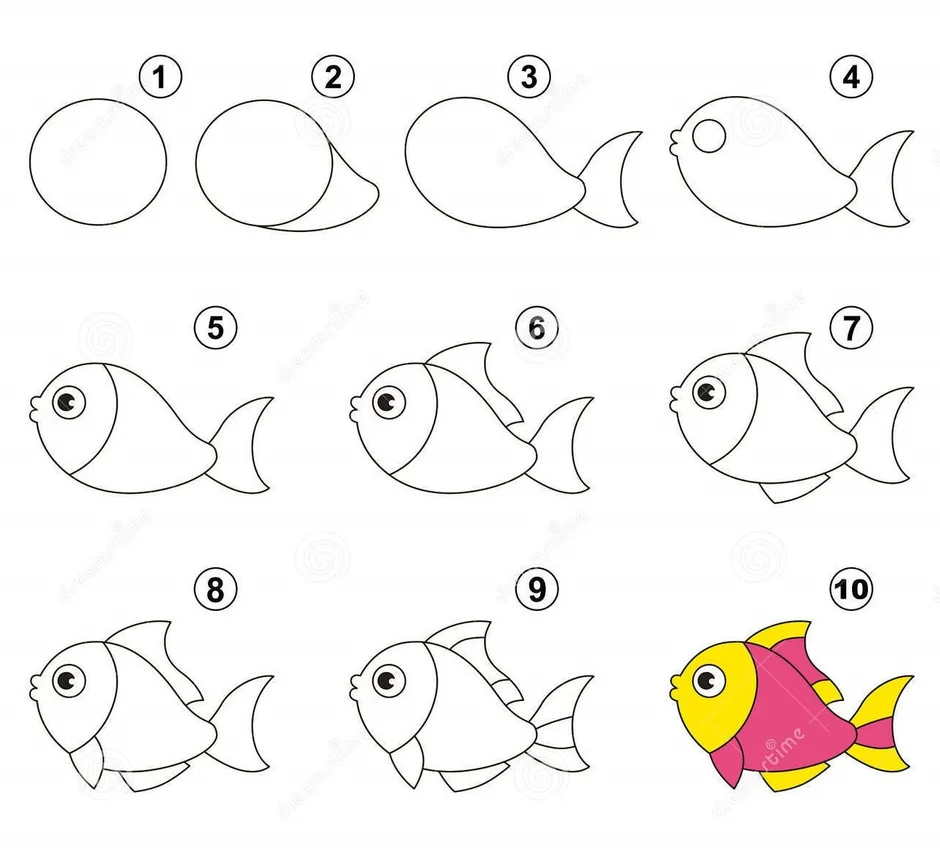 Как нарисовать рыбку легко и просто