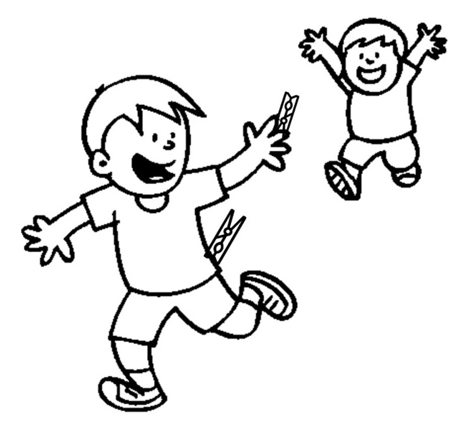 Игры нарисованный мальчик. Рисунок на тему подвижные игры. Игры для детей: раскраски. Игра в догонялки раскраска. Дети раскраска для детей.