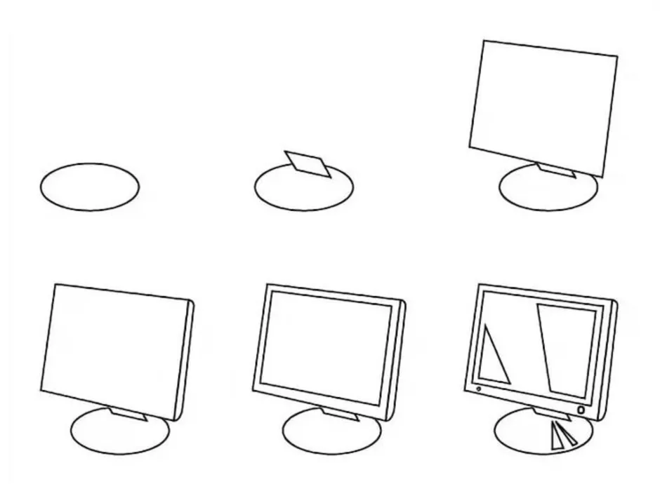 Как нарисовать компьютер. Поэтапное рисование на компьютере. Нарисовать компьютер поэтапно. Рисование компьютер легко и красиво. Как нарисовать компьютер карандашом.