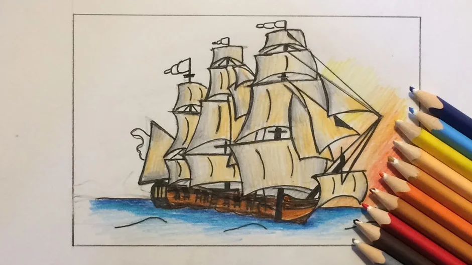Как нарисовать корабль детям